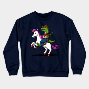 T-Rex Dinosaur Cowboy Riding Magical Unicorn Crewneck Sweatshirt